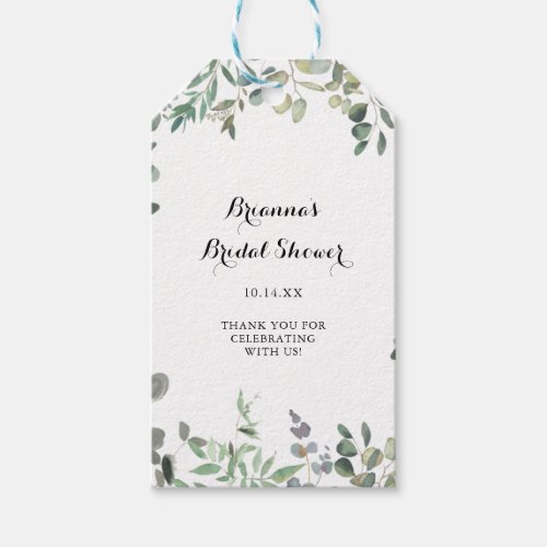 Green Eucalyptus Foliage Delight Bridal Shower Gift Tags