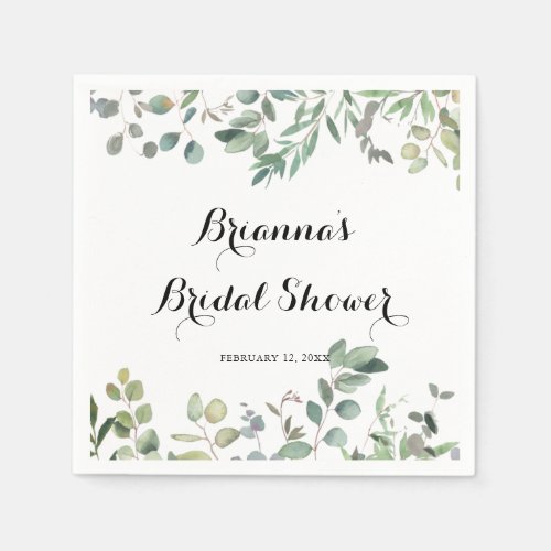 Green Eucalyptus Foliage Delight Bridal Shower Napkins