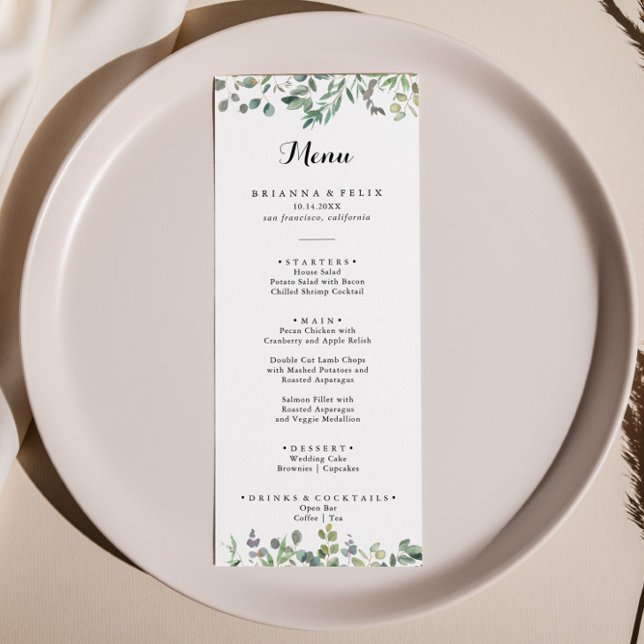 Green Eucalyptus Foliage Delight Dinner Menu (Creator Uploaded)
