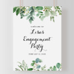 Green Eucalyptus Foliage Engagement Welcome  Poster<br><div class="desc">This green eucalyptus foliage engagement welcome poster is perfect for a tropical engagement party. The design features hand-painted artistic beautiful eucalyptus green leaves,  assembled into neat bouquets to embellish your event.</div>