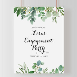 Green Eucalyptus Foliage Engagement Welcome  Poster