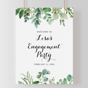 Green Eucalyptus Foliage Engagement Welcome Poster