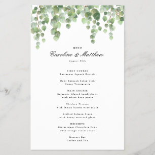 Green Eucalyptus Foliage Paper Dinner Menu