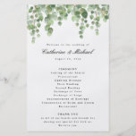 Green Eucalyptus  Foliage, Paper Program<br><div class="desc">This beautiful floral design features watercolor eucalyptus greenery in shades of green.  Add your information using the template form. The Customize Further feature can be used to access the advanced editing menu where you can change the font,  colors and layout of the text.</div>
