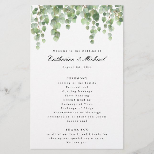Green Eucalyptus  Foliage, Paper Program (Front)
