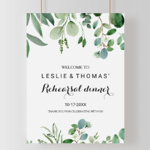 Green Eucalyptus Foliage Rehearsal dinner Welcome Poster