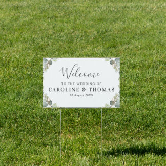 green eucalyptus foliage welcome wedding sign