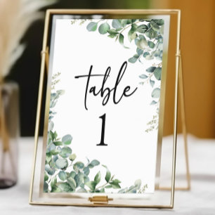 Green Eucalyptus Garden Botanical Wedding Table Number