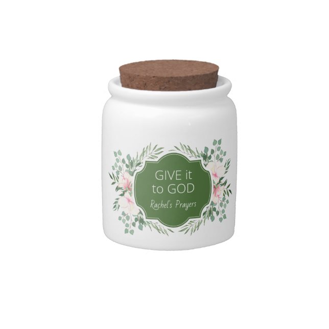 Green Eucalyptus Give it to God Custom Prayer Jar (Front)