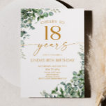 Green Eucalyptus Gold 18th Birthday Party Invitation<br><div class="desc">This is a Green Eucalyptus Gold 18th Birthday Party Invitation!</div>