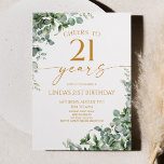Green Eucalyptus Gold 21st Birthday Party Invitation<br><div class="desc">This is a Green Eucalyptus Gold 21st Birthday Party Invitation!</div>