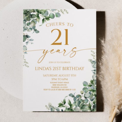 Green Eucalyptus Gold 21st Birthday Party