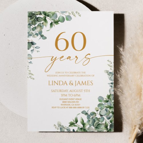 Green Eucalyptus Gold 60th Wedding Anniversary