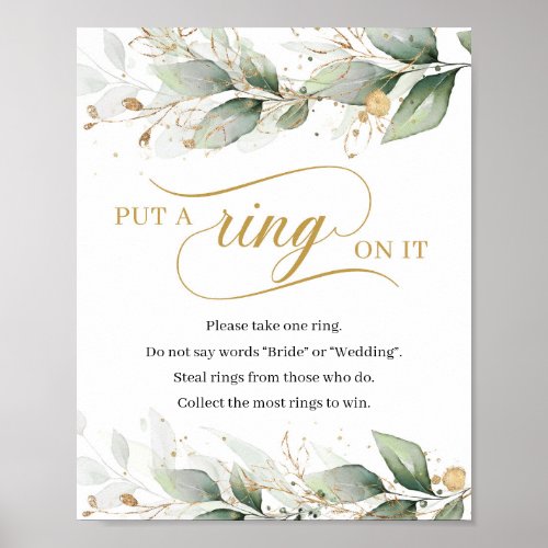 Green eucalyptus gold put a ring on it sign game