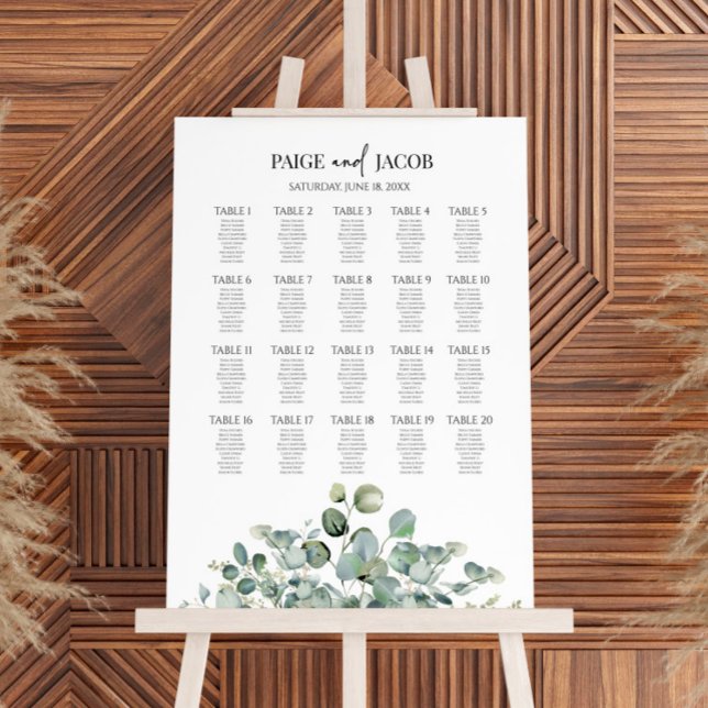 Green Eucalyptus Large Wedding Seating Chart Foam Board (Creator Uploaded)