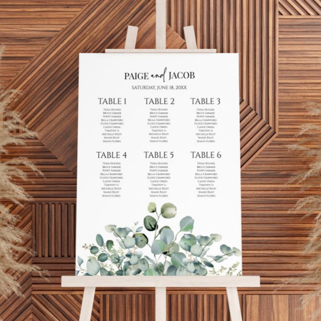 Green Eucalyptus Leaf Small Wedding Seating Chart Foam Board (Creator Uploaded)