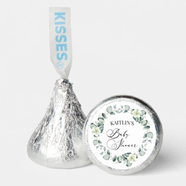 Green Eucalyptus Leaves Botanical Baby Shower Hershey®'s Kisses® (Front)