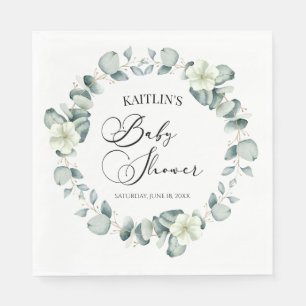 Green Eucalyptus Leaves Botanical Baby Shower Napkins