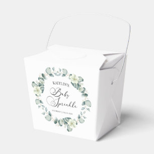 Green Eucalyptus Leaves Botanical Baby Sprinkle Favor Boxes