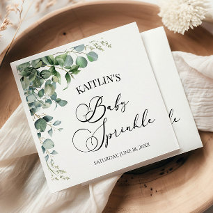 Green Eucalyptus Leaves Botanical Baby Sprinkle Napkins