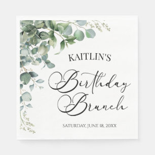 Green Eucalyptus Leaves Botanical Birthday Brunch Napkins