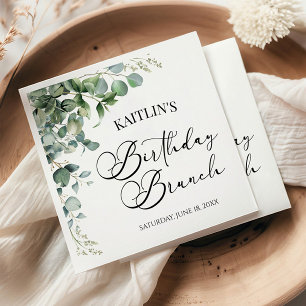 Green Eucalyptus Leaves Botanical Birthday Brunch Napkins