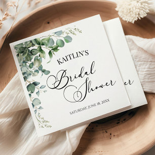 Green Eucalyptus Leaves Botanical Bridal Shower Napkins