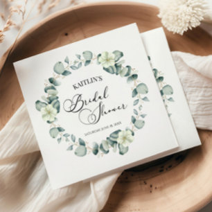 Green Eucalyptus Leaves Botanical Bridal Shower Napkins