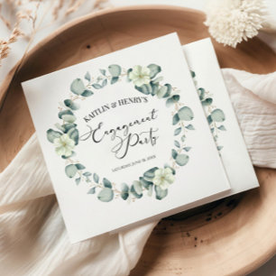 Green Eucalyptus Leaves Botanical Engagement Party Napkins