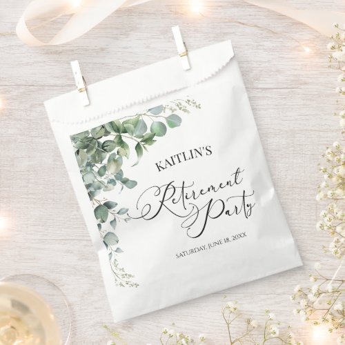 Green Eucalyptus Leaves Botanical Retirement Party Favor Bag