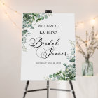 Green Eucalyptus Leaves Bridal Shower Welcome Sign