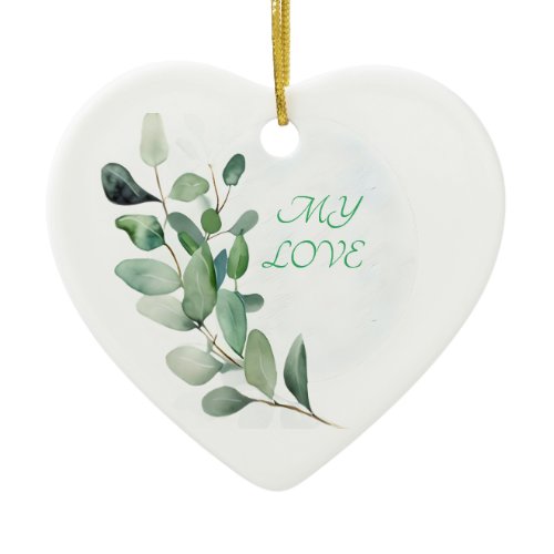 Green Eucalyptus Leaves Ceramic Ornament