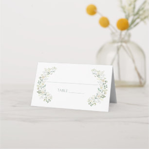 Green Eucalyptus Leaves Floral Wreath Wedding  Place Card