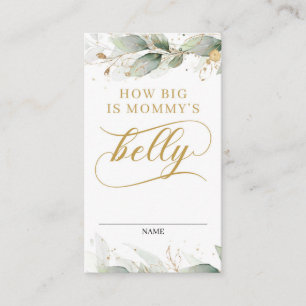 Green eucalyptus leaves gold mommy belly card