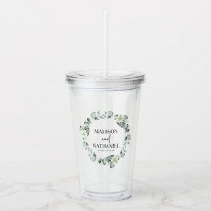 Green Eucalyptus Leaves Greenery Botanical Wedding Acrylic Tumbler