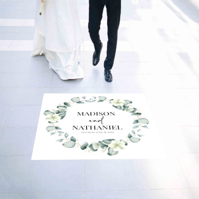 Green Eucalyptus Leaves Greenery Botanical Wedding Floor Decals (Wedding)