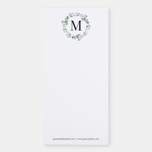 Green Eucalyptus Leaves Greenery Botanical Wedding Magnetic Notepad (Front)