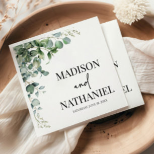Green Eucalyptus Leaves Greenery Botanical Wedding Napkins