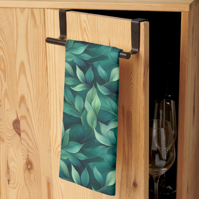 Green Eucalyptus Leaves Kitchen Towel (Thirds Fold)