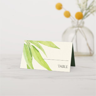 GREEN EUCALYPTUS LEAVES WATERCOLOR FOLIAGE LEAF PLACE CARD