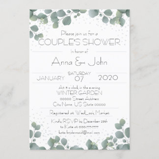 Green Eucalyptus Modern Couple's Shower Photo Invitation