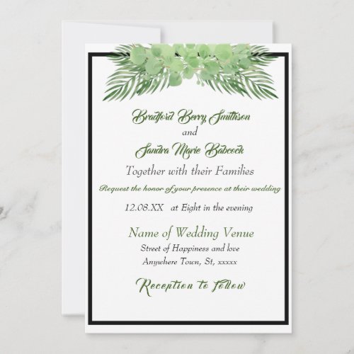 Green Eucalyptus Palm leaves Elegant Wedding