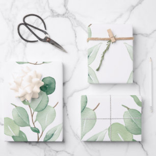Green Eucalyptus pastel leaves Wrapping Paper Sheets