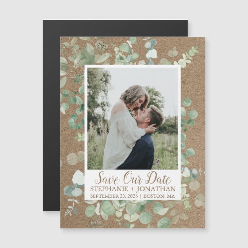Green Eucalyptus Photo Save The Date Magnets