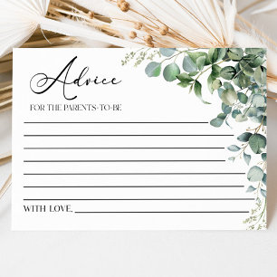 Green Eucalyptus Plant Baby Shower Advice Card