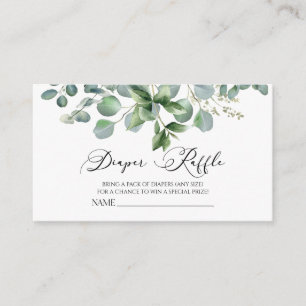 Green Eucalyptus Plant Baby Shower Diaper Raffle Enclosure Card