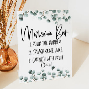 Green Eucalyptus Plant Mimosa Bar Pedestal Sign