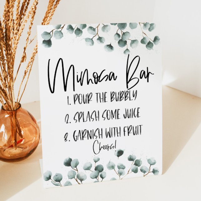 Green Eucalyptus Plant Mimosa Bar  Pedestal Sign (Creator Uploaded)