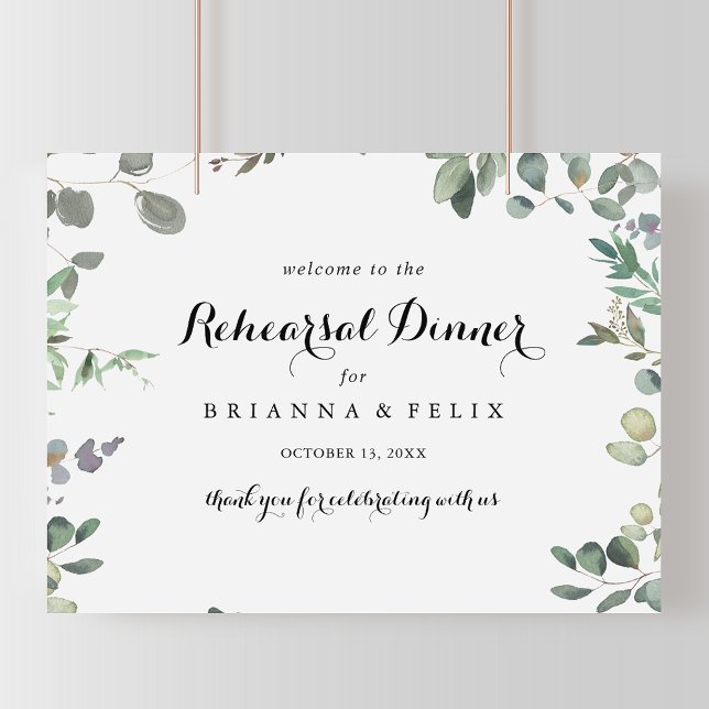 Green Eucalyptus Rehearsal Dinner Welcome Sign (Creator Uploaded)