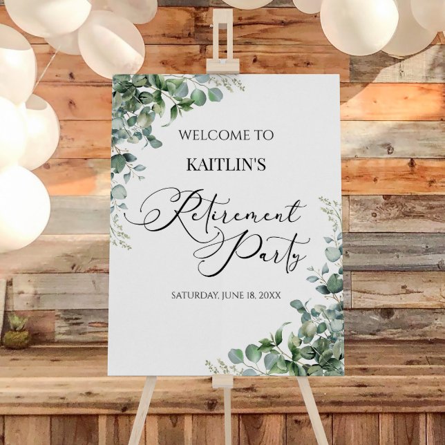 Green Eucalyptus Retirement Party Welcome Sign (Creator Uploaded)